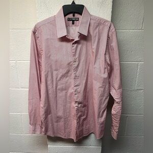 Express Men's Light Red Checkered Dress Shirt